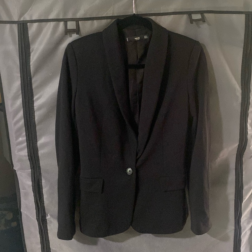 MNG by Mango black ponte knit boyfriend blazer